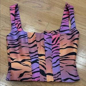 Vibrant Zebra Print Crop Top